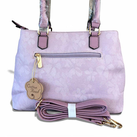 Cotton Road Handbag: Elegant LILAC FLORAL PU Leather for women