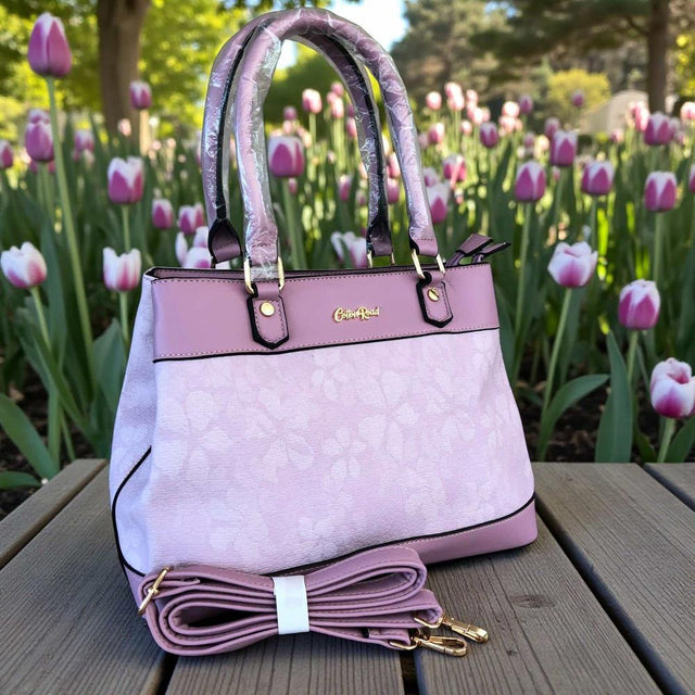 Cotton Road Handbag: Elegant LILAC FLORAL PU Leather for women