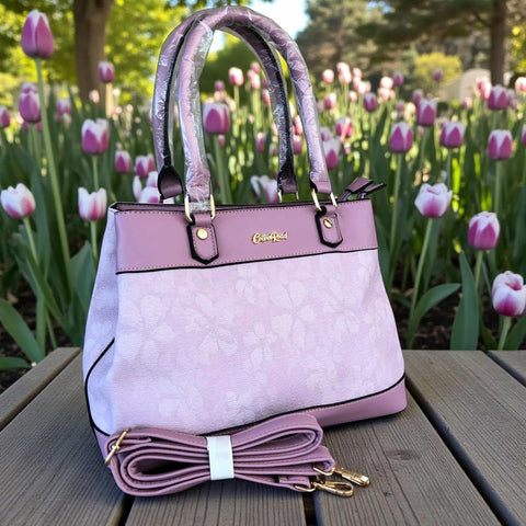 Cotton Road Handbag: Elegant LILAC FLORAL PU Leather for women