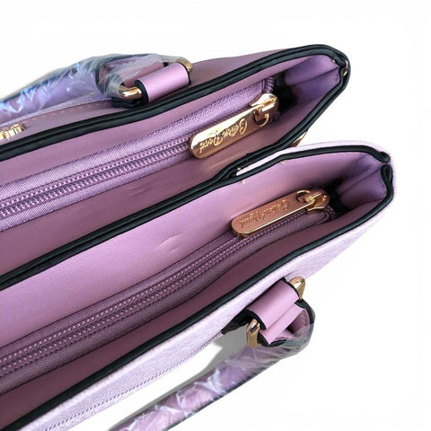 Cotton Road Handbag: Elegant LILAC FLORAL PU Leather with Matching Wallet