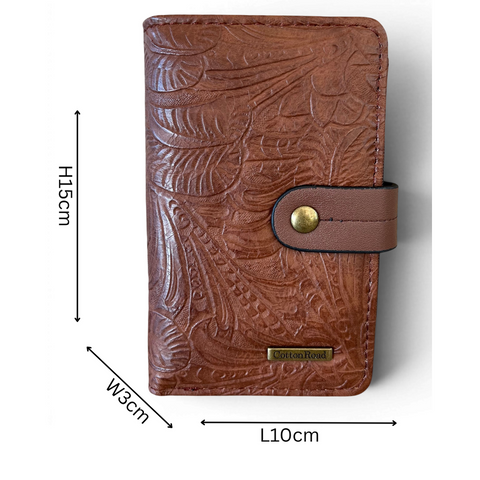 Cotton Road Handbag: Embossed BROWN PU Leather with Matching Wallet