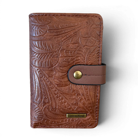 Cotton Road Handbag: Embossed BROWN PU Leather with Matching Wallet