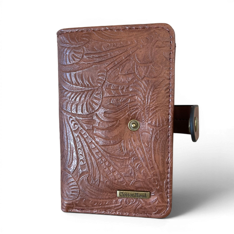 Cotton Road Handbag: Embossed BROWN PU Leather with Matching Wallet