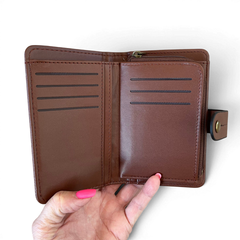 Cotton Road Handbag: Embossed BROWN PU Leather with Matching Wallet