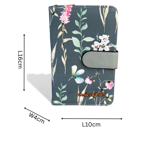 Cotton Road Handbag: GREEN PU LEATHER with FLORAL Panel and Matching Wallet