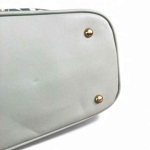 Cotton Road Handbag: GREEN PU LEATHER with FLORAL Panel and Matching Wallet