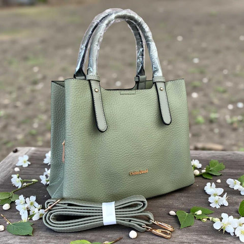Cotton Road Handbag: GREEN PU Leather Handbag