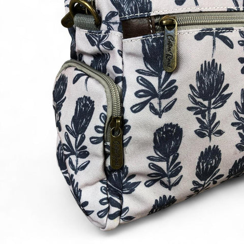 Cotton Road Handbag: GREY Canvas Handbag with PROTEA Print
