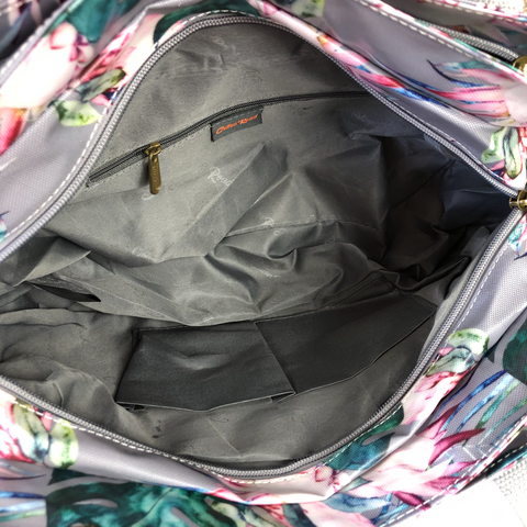 Cotton Road Handbag: GREY PVC with PROTEAS