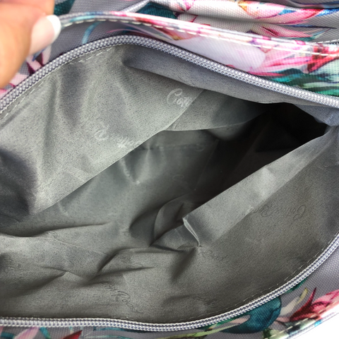 Cotton Road Handbag: GREY PVC with PROTEAS