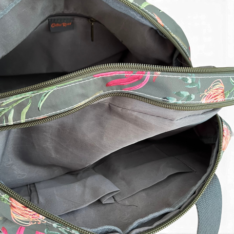 Cotton Road Handbag - Green Canvas with Protea Print | Stylish & Functional