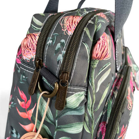 Cotton Road Handbag - Green Canvas with Protea Print | Stylish & Functional