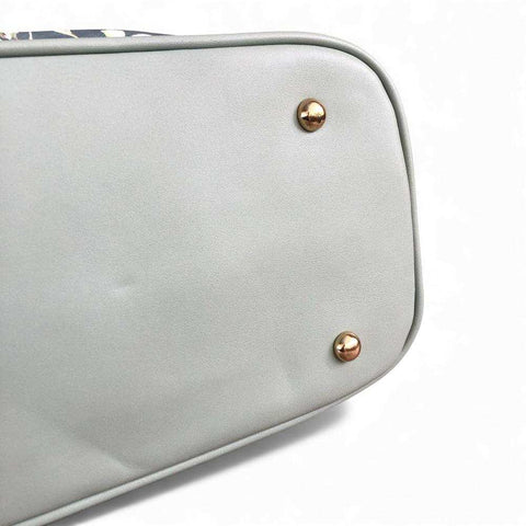 Cotton Road Handbag - Green PU Leather with Floral Panel and Matching Wallet