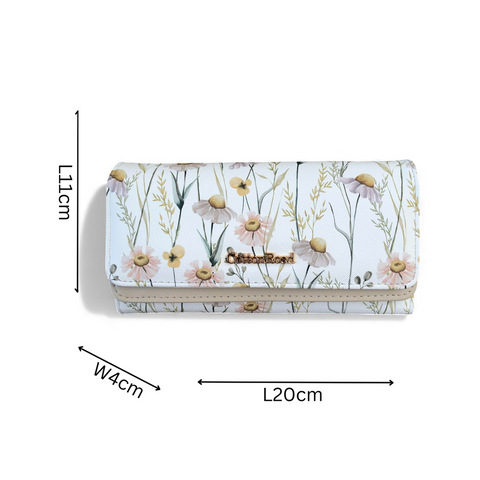 Cotton Road Handbag: IVORY FLORAL PU LEATHER with Matching Wallet