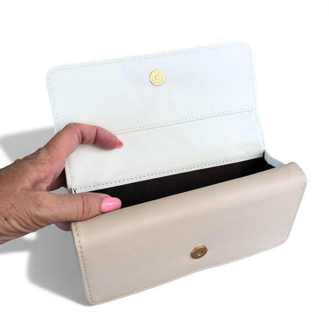 Cotton Road Handbag: IVORY FLORAL PU LEATHER with Matching Wallet