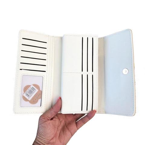 Cotton Road Handbag: IVORY FLORAL PU LEATHER with Matching Wallet