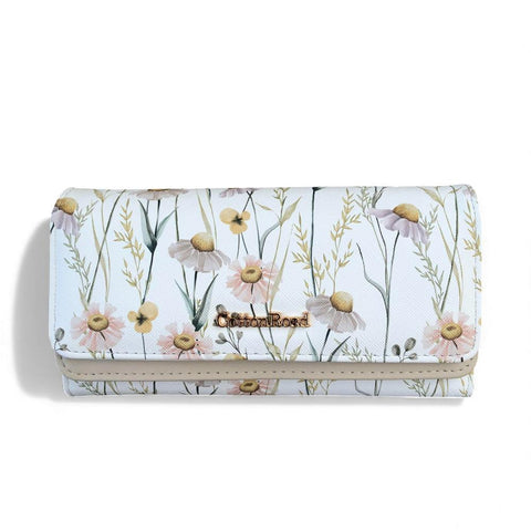 Cotton Road Handbag: IVORY FLORAL PU LEATHER with Matching Wallet
