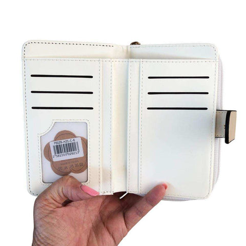 Cotton Road Handbag: IVORY PU Leather Barrel Bag with FLORAL Panel and Matching Wallet