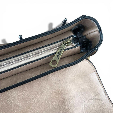Cotton Road Handbag: KHAKI BROWN PU Leather with WINDMILL Design