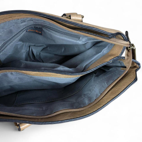 Cotton Road Handbag: KHAKI FLORAL PU Leather Handbag