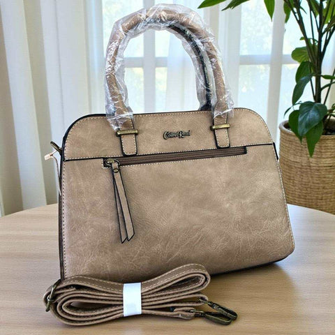 Cotton Road Handbag: KHAKI PU Leather Bag for Style & Functionality