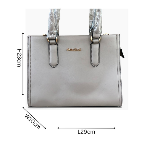 Cotton Road Handbag: KHAKI PU Leather Bag with Divider