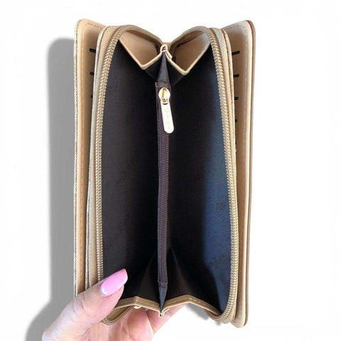 Cotton Road Handbag: KHAKI PU Leather Bag with Matching Wallet
