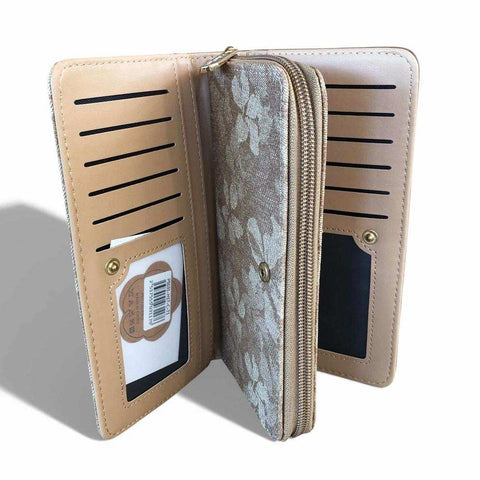 Cotton Road Handbag: KHAKI PU Leather Bag with Matching Wallet
