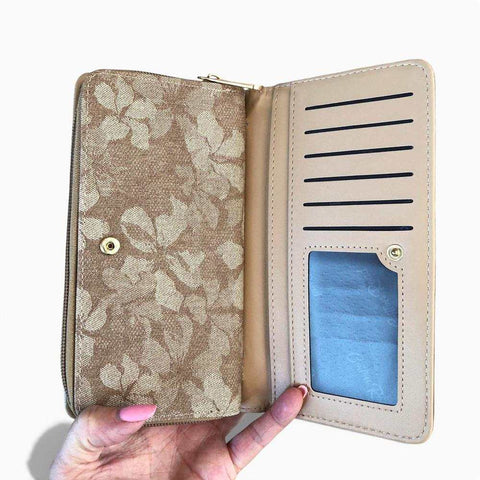 Cotton Road Handbag: KHAKI PU Leather Bag with Matching Wallet