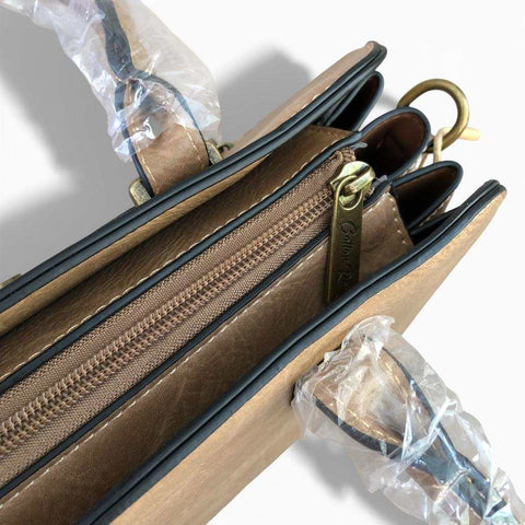 Cotton Road Handbag: KHAKI PU Leather Bag with Matching Wallet