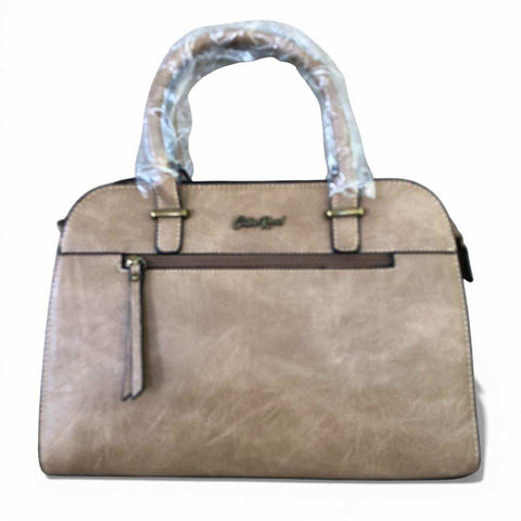 Cotton Road Handbag: KHAKI PU Leather Bag with Matching Wallet