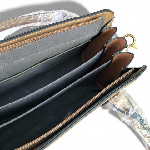 Cotton Road Handbag: KHAKI PU Leather Bag with Matching Wallet