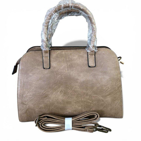 Cotton Road Handbag: KHAKI PU Leather Bag with Matching Wallet
