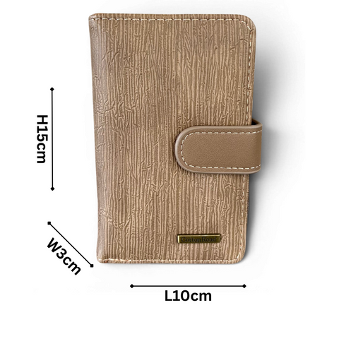 Cotton Road Handbag: KHAKI PU Leather Bag with Zip Divider with Matching Wallet