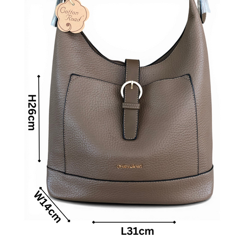 Cotton Road Handbag: KHAKI PU Leather Handbag for Stylish Daily Use
