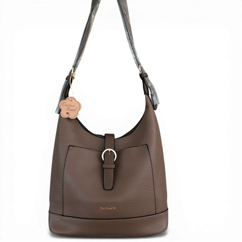 Cotton Road Handbag: KHAKI PU Leather Handbag for Stylish Daily Use
