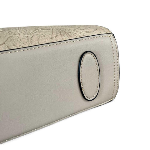 Cotton Road Handbag: KHAKI PU Leather with EMBOSSED Panel