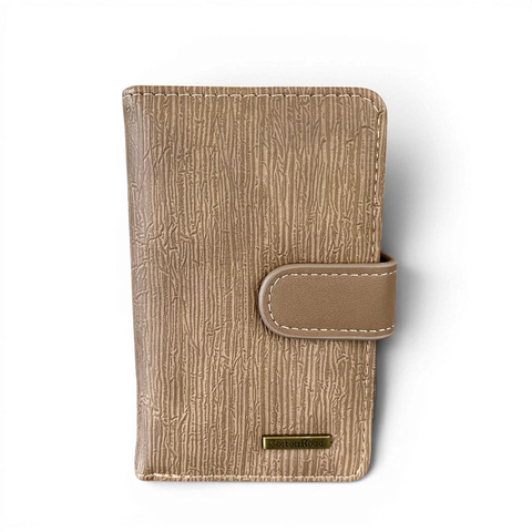 Cotton Road Handbag: KHAKI PU Leather with Lace Print and Matching Wallet