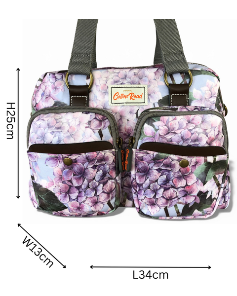 Cotton Road Handbag: LILAC PVC Handbag with CHRISTMAS ROSES