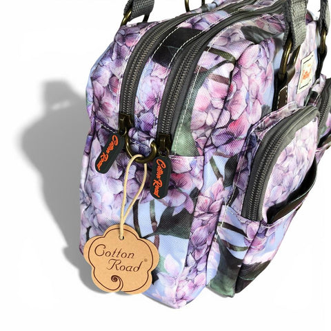 Cotton Road Handbag: LILAC PVC Handbag with CHRISTMAS ROSES