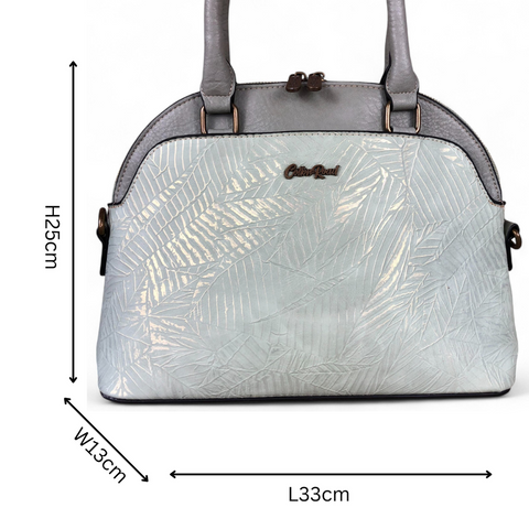 Cotton Road Handbag: MINT GREEN PU Leather Handbag with EMBOSSED Panel