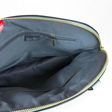 Cotton Road Handbag: MINT GREEN PU Leather Handbag with EMBOSSED Panel