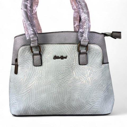 Cotton Road Handbag: MINT GREEN PU Leather Handbag with EMBOSSED Panel