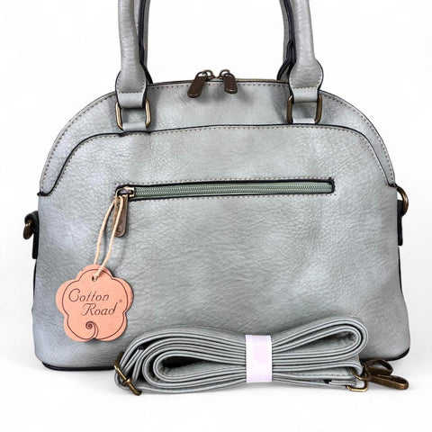 Cotton Road Handbag: MINT GREEN PU Leather Handbag with EMBOSSED Panel