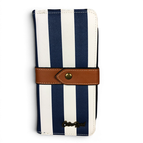 Cotton Road Handbag: NAVY BLUE and WHITE Striped Bag with Matching Wallet