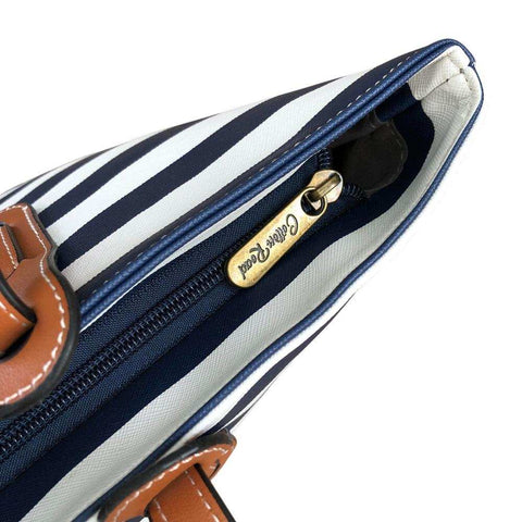 Cotton Road Handbag: NAVY BLUE and WHITE Striped Bag with Matching Wallet