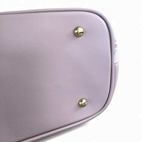 Cotton Road Handbag: PINK PU LEATHER with FLORAL Panel