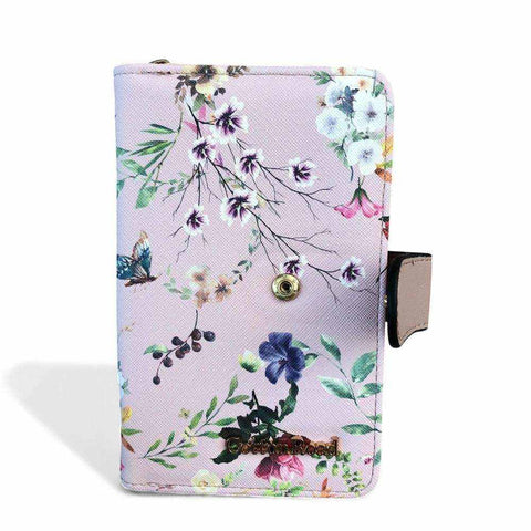 Cotton Road Handbag: PINK PU LEATHER with FLORAL Panel and Matching Wallet