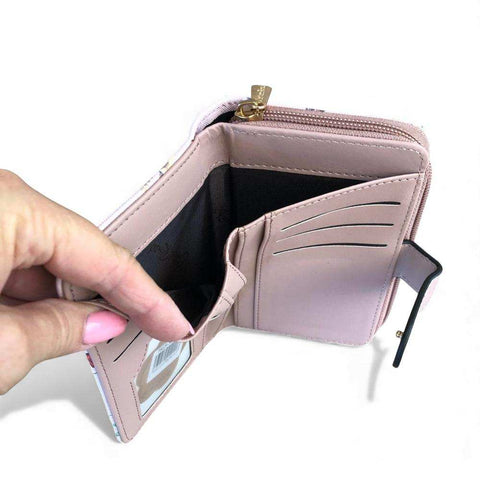 Cotton Road Handbag: PINK PU Leather Barrel Bag with FLORAL Panel with Matching Wallet