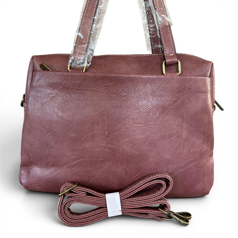 Cotton Road Handbag: PINK PU Leather Handbag with EMBROIDERED PROTEA Design